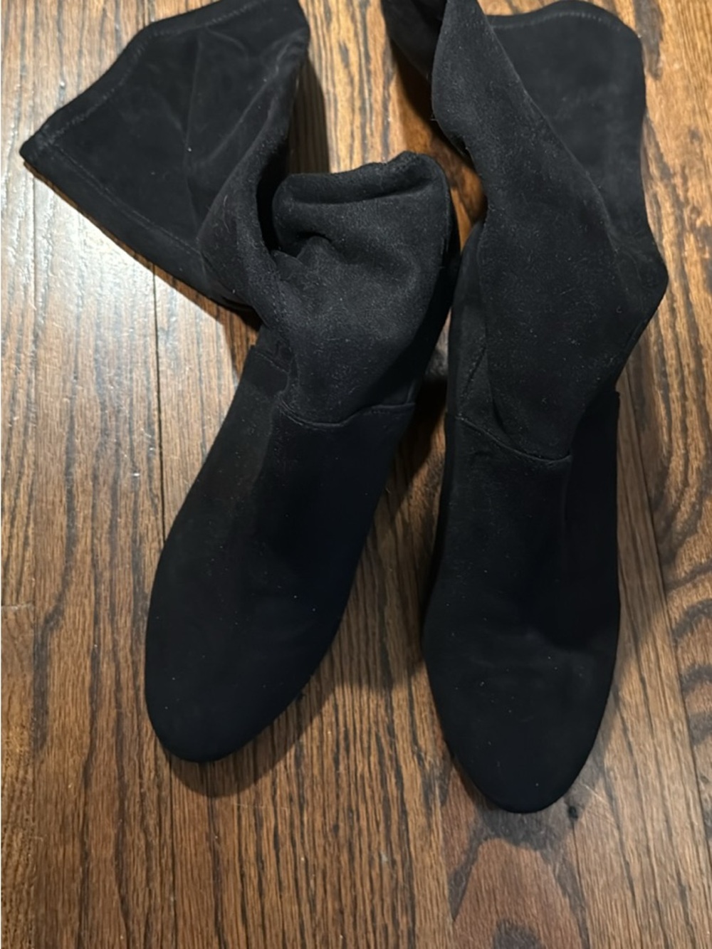 Boden Black Suede Heeled Ankle Boots